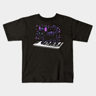 Purrfect Meowlody: Piano Paws Kids T-Shirt